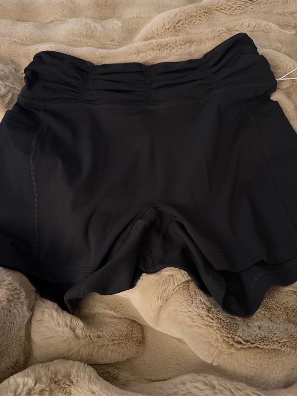 Ruched High-Rise Black Athletic Shorts for Women